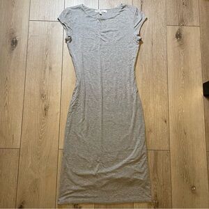 Velvet Torch Los Angeles Gray‎ Heathered Cap Sleeve Bodycon Midi Dress Medium